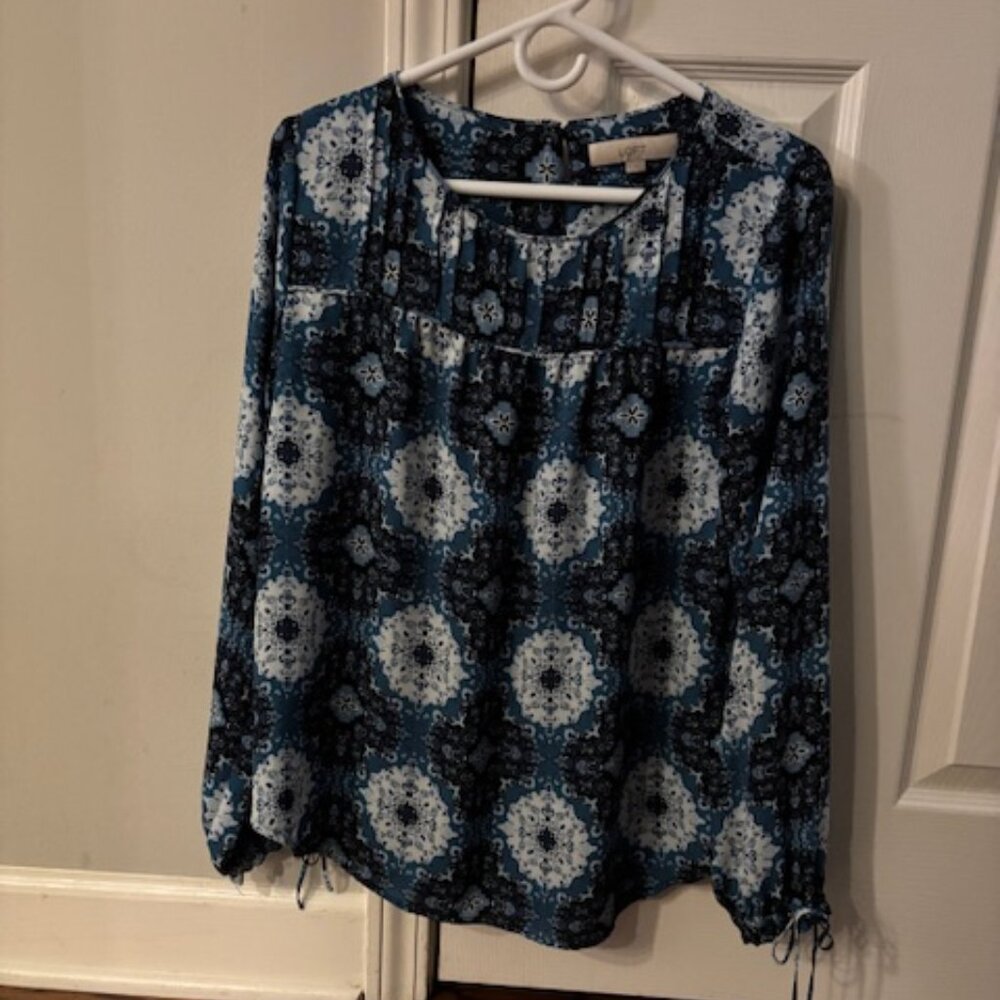 LOFT blouse - blue/navy/white - M